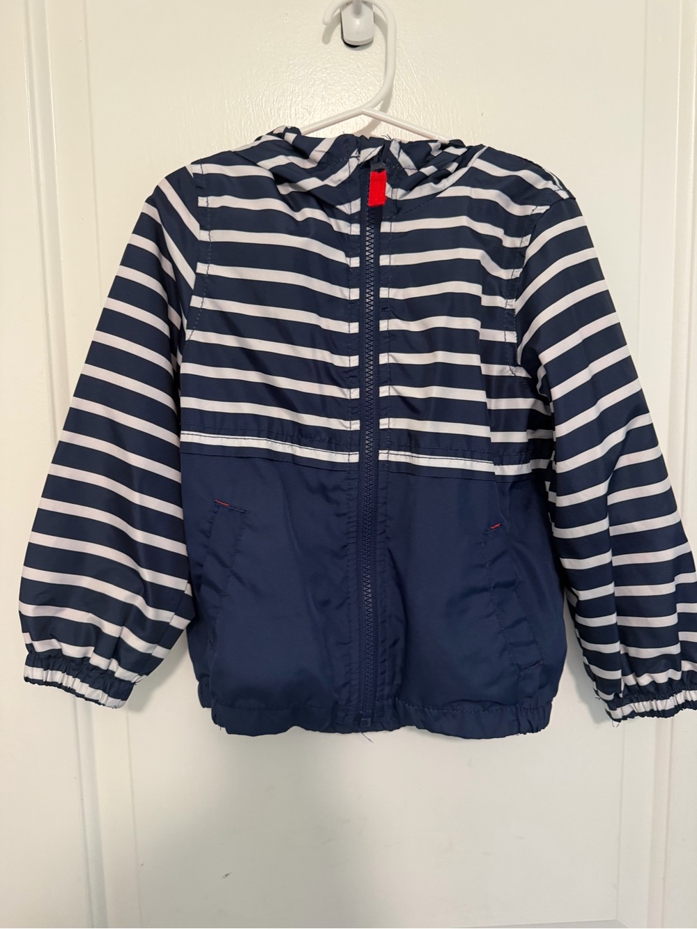 Carters Navy & White Striped Hooded Windbreaker Jacket